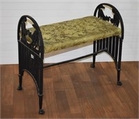 Cast Iron Bench With Cats on a Picket Fence