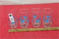 4 Vintage Blue Water Glasses