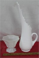 2 Milk Glass Vases
