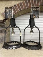 (2) Large Metal Frame Electric Wall Hanging Lights