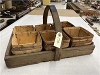 Wooden Carrying Crate w/ Wooden Pint Containers