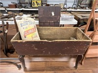 Wooden Chest w/ (2) Vintage Bags