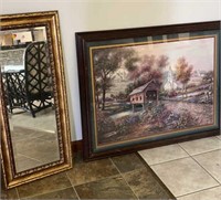 Pretty country print and wall mirror