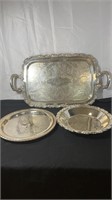 Silver tray and platters