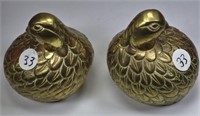 Two brass ornamental birds