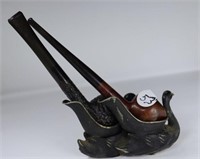 Double metal pipe stand, with 2 swans