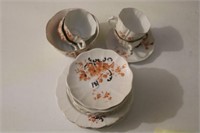 Set of  4 China Cups Saucers plates and bowl