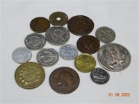 Various world coins medalions and tokens