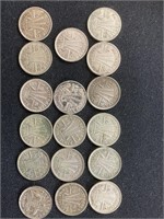 10 Australian 1935 - 1962 various sixpence