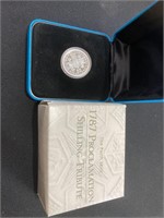 1787 Proclamation Shilling Tribute coin Damage box