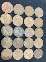 20 Various Half pennies 1943-1964 Australian