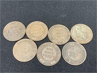 7 x Various aged Half pennies 1913-1933 australia