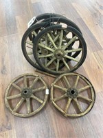 (6) Wooden Wagon Wheels