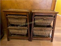 Wicker Drawer Side Tables