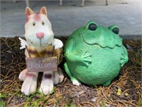 Outdoor Frog & Cat Garden Decor
