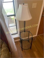 Glass Side Table with Lamp