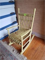 Child's Yellow Wicker Rocking Chair 13"x16"x28"