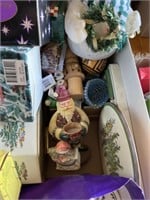 Box of Misc. Christmas Ornaments & Decor
