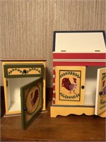 Kitchen Glass Canister & Rooster Wooden Boxes