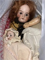 18+/- Small Antique Dolls & Small Plastic Dolls