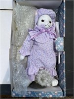2 Porcelain Bunny Dolls Country Kins New in Box