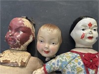 2 Interchangeable Head Vintage Dolls w/ 5+/- Heads