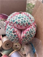 Sewing Supplies- Thread, Pin Cushion & Misc. Items