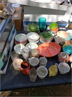 3+/- Boxes of Saucers, Coffee Mugs, Baking Pans &