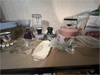 Glassware- Dishes, Vases & Tea Kettle