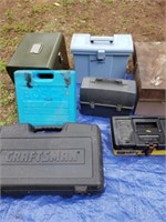 4 Boxes Empty Tool Boxes, 3 Small Luggages