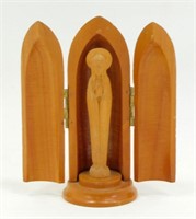 Antique Hand Carved Wooden Madonna Travel