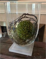 Large Glass Vase on Frosted Base 16” tall