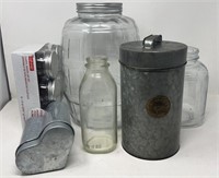 Rustic Aluminum & Mason Jars Decor Containers
