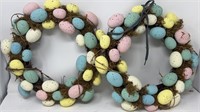 Pair of Holiday Home Easter Wreaths Robins Egg