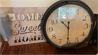 Large Wall Decor Home Sign & Clock As-Is
