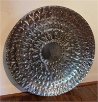 Large 27” Hammered Metal Wall Plate Platter Decor