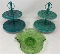 Turquoise Tiered Cake Stands Petit Four Metal