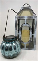 Metal Candle Lantern Patio Mercury Glass Globe