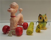 SET OF (4) VINTAGE RUBBER TOYS. (3) SQUEEK AND