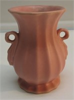 4-1/2" PEACH COLOR POTTERY VASE.