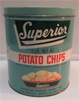 1958 SUPERIOR POTATOE CHIP TIN DETROIT. 9-1/2".