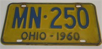 1960' OHIO LICENSE PLATE. 6" BY 12".