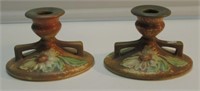 ROSEVILLE DALROSE CANDLE HOLDER PAIR. (1) HAS