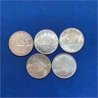 (5) RCM Silver Dollar Coins