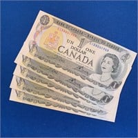 (5) RCM 1973 Gem Uncirculated 1 Dollar Bank Notes