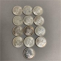 13 RCM 1968 25 Cent Pieces