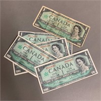5 Loose RCM Centennial 1 Dollard Bank Notes