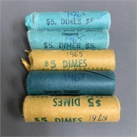 5 Rolls of Canada 10 Cent Pieces