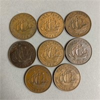 1938-60 Half Pennies-Loose (8pcs)