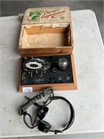 Marconi single valve radio with headphones